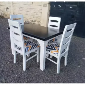 4 seater white & black dining table