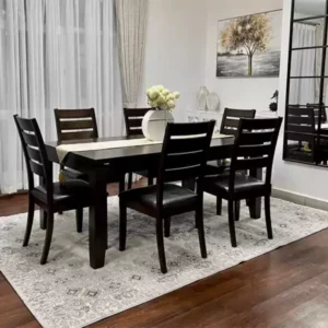 6 seater black dining table
