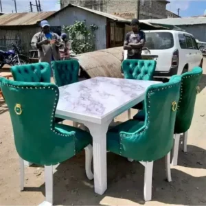 6 seater green dining table